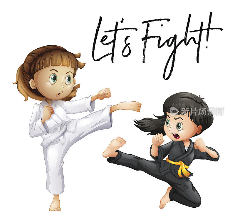 let's fight with two girls fighting .让我们打架吧